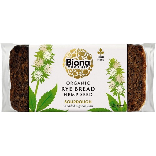 Biona Organic Rye Bread With Hemp Seed (500g)