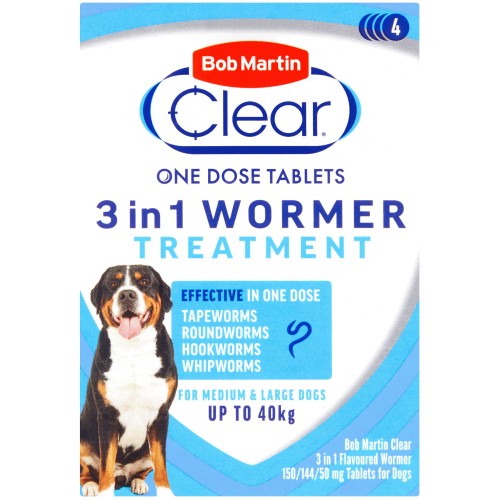 Bob Martin Clear 3 In 1 Wormer Tablets for Dogs (4 x 80g)