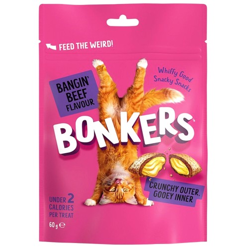 Bonkers Cat Treats Dry Bangin' Beef Flavour 2.1 oz
