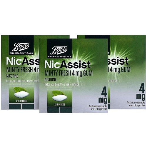 Boots NicAssist Minty Fresh Gum Bundle (3x210 x 4mg)