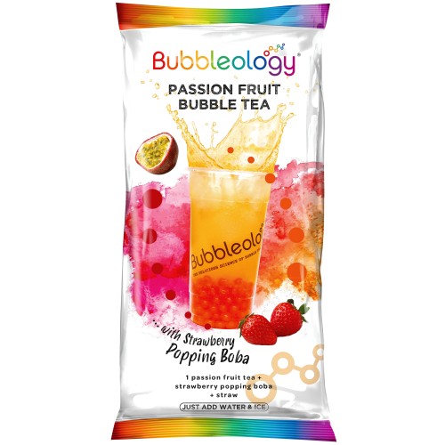 Bubbleology Passion Fruit Bubble Tea with Strawberry Popping Boba (135g)