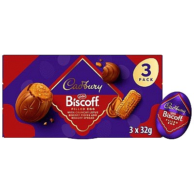 Cadbury Biscoff Filled Chocolate Egg Multipack (3 x 96g, 32g)