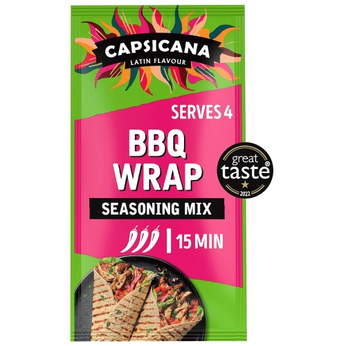 Capsicana Brazilian Smoked Paprika & Spices Fajita Seasoning Mix Medium & Capsicana Paprika Brazilian BBQ Wrap Seasoning Mix (28g)