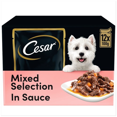 Cesar Deliciously Fresh Dog Food Pouches Mixed Selection in Sauce (12 x 100g)