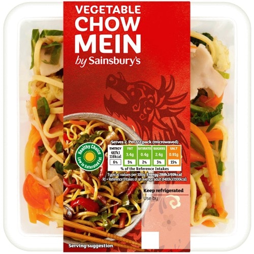 Chinese Vegetable Chow Mein Ready Meal Side for 2 (350g)