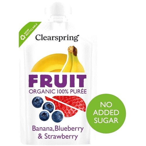 Clearspring Organic FRUIT Puree Banana Blueberry & Strawberry (100g)