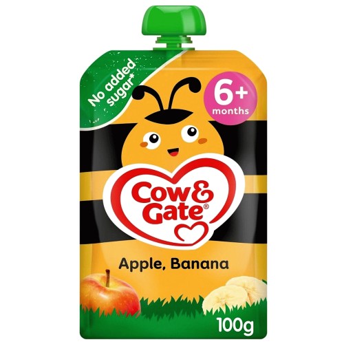 Cow & Gate Fruit Pouch Apple & Banana Baby Food Snack 6 Months (100g)