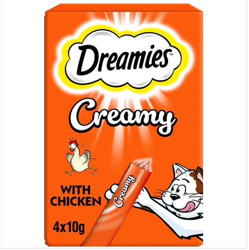 Dreamies Creamy No Sugar Cat Treats With Chicken (4 x 10g)