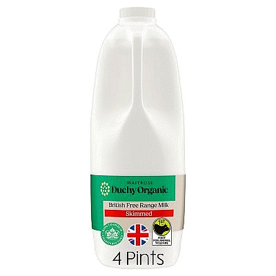 Duchy Organic Skimmed Milk (4pts, 2.272l)