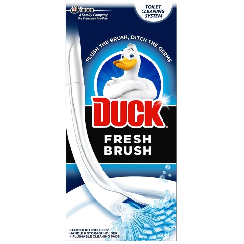 Duck Fresh Brush Toilet Cleaning System Starter Kit 1 Handle 4 Refills Cleaning System Holder