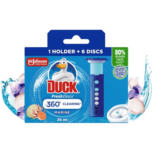 Duck Toilet Fresh Discs Toilet Cleaner Holder & Refill Marine (36ml)