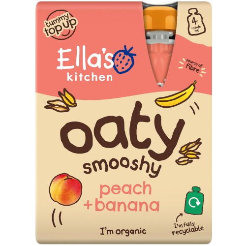 Ella's Kitchen Organic Peach & Banana Oaty Smooshy 12+ Months (4 x 90g)
