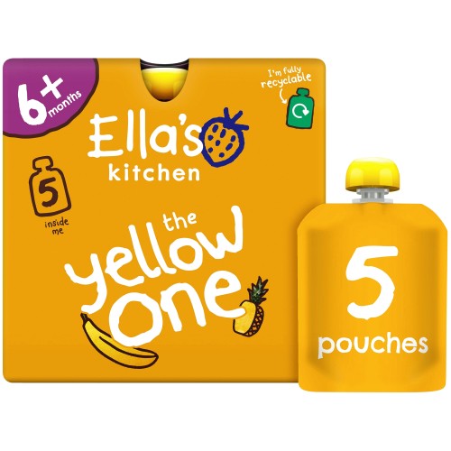 Ella's Kitchen Organic Smoothie Fruits The Yellow One Multipack Baby Food Pouch 6+ Months (5 x 90g)