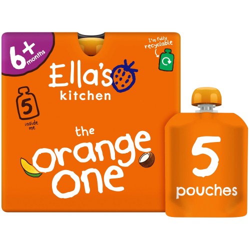 Ella's Kitchen Organic The Orange One Squished Smoothie Fruits Multipack Pouch 6+ Months (5 x 90g)