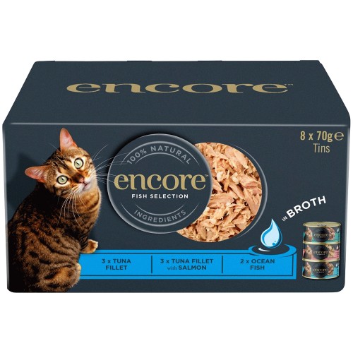 Encore Natural Wet Cat Food Fish Selection Multipack in Broth Tins (8 x 70g)