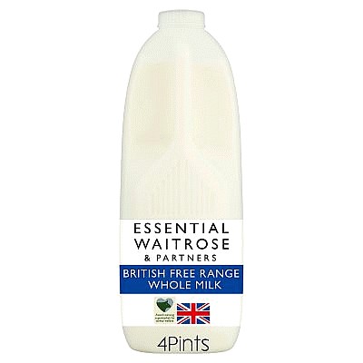 Essential British Free Range Whole Milk (4pts, 2.272l)