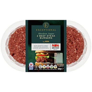 Exceptional by ASDA 2 Aberdeen Angus Beef Steak Burgers (340g)