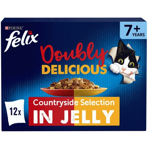 FELIX Doubly Delicious 7+ Meaty Selection in Jelly Wet Cat Food (12 x 85g)