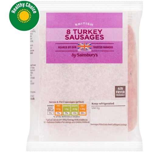 Fresh British Turkey Gluten Free Sausages (8 x 454g)
