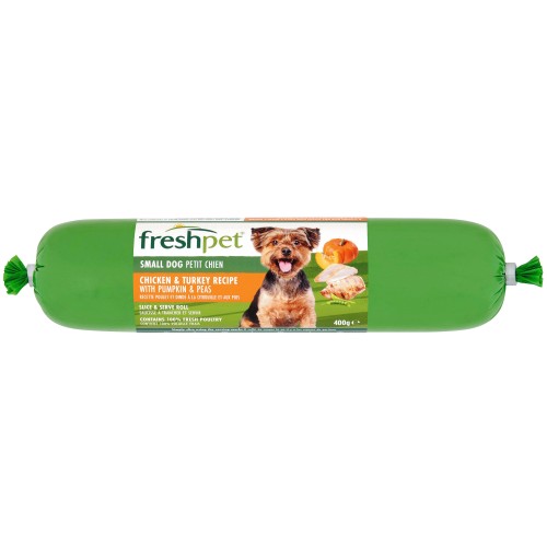 Freshpet Small Dog Chicken & Turkey Recipe with Pumpkin & Peas (400g)