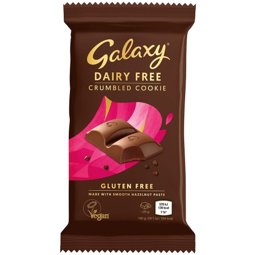 Galaxy Vegan Crumbled Cookie Chocolate Bar Dairy Free Smooth (100g)