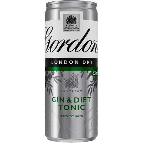 Gordon's London Dry Gin & Diet Tonic Gordons & Slimline Tonic Special Dry London Gin & Slimline Tonic Ready to Drink Can (250ml)