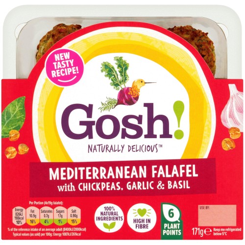 Gosh! Mediterranean Falafel with Chunky Chickpeas Onion Spices & Herbs (171g)