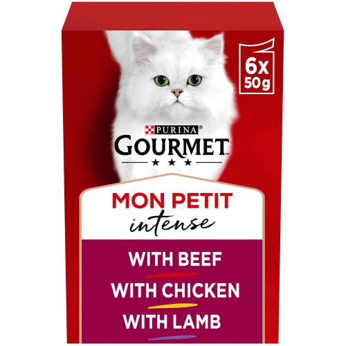 Gourmet Mon Petit Intense Cat Food Pouches Beef (6 x 50g)
