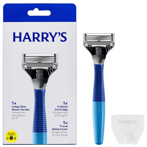 Harry's Men's 5 Blade Razor Indigo Blue Handle (1)