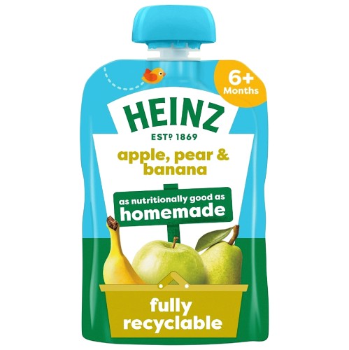 Heinz Fruit Puree Apple Pear Banana 4-36 Months Pouch (100g)