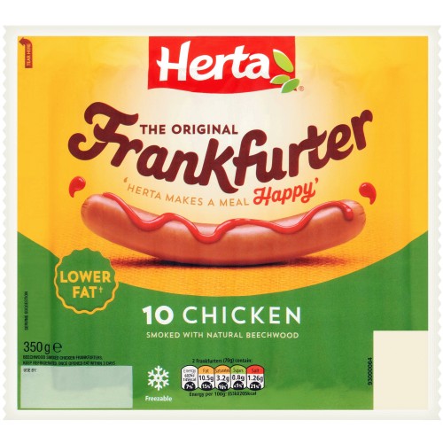 Herta Chicken Frankfurters Hot Dogs (10 x 350g)