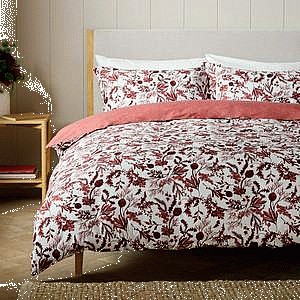 Home Burgundy Foliage Print Double
