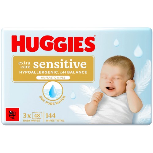 Huggies Extra Care Sensitive Baby Wipes 3x48 (3x48)