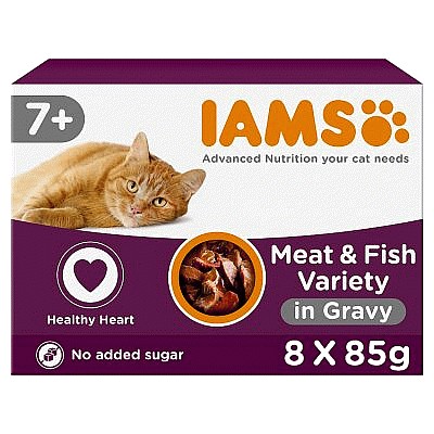 Iams Senior 7+ Cat Land & Sea Collection Wet Cat Food in Jelly (8 x 85g)