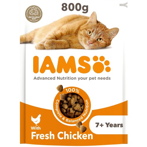 Iams Senior Cat Food With Fresh Chicken (800g)