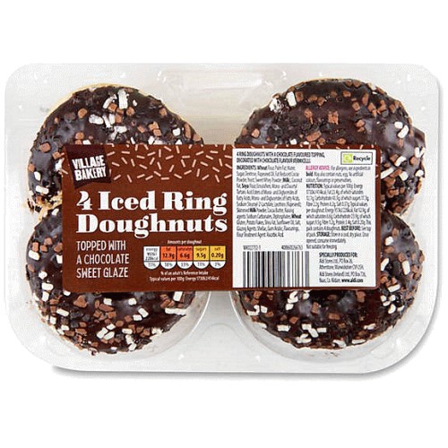 Iced Ring Doughnuts Topped with a Chocolate Sweet Glaze