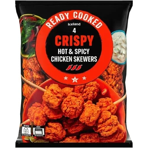 Iceland Ready Cooked 4 Crispy Hot & Spicy Chicken Skewers (400g)