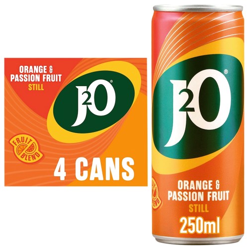 J2O Orange & Passion Fruit Juice Drink Cans 4x250 (4 x 250ml)