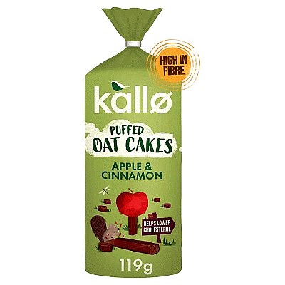 Kallo Apple & Cinnamon Puffed Oat Cakes (119g)