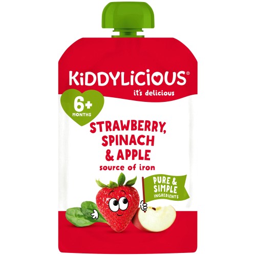 Kiddylicious Pouches Strawberry Apple & Spinach 6m+ (100g)