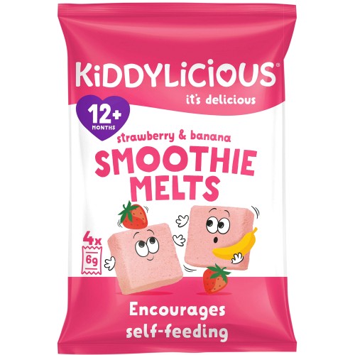 Kiddylicious Strawberry & Banana Smoothie Melts 12+ Months Multipack (4 x 6g)