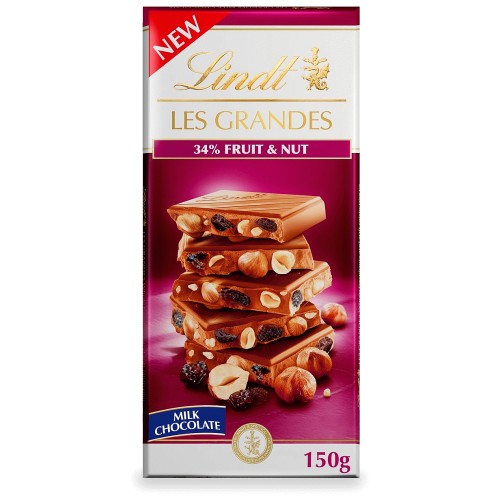 Lindt Les Grandes Milk Chocolate Fruit & Nut Bar (150g)