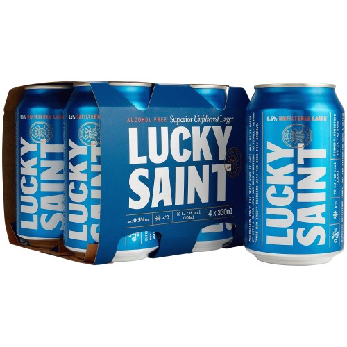 Lucky Saint Unfiltered Alcohol Free Lager 0.5% (4 x 330ml)