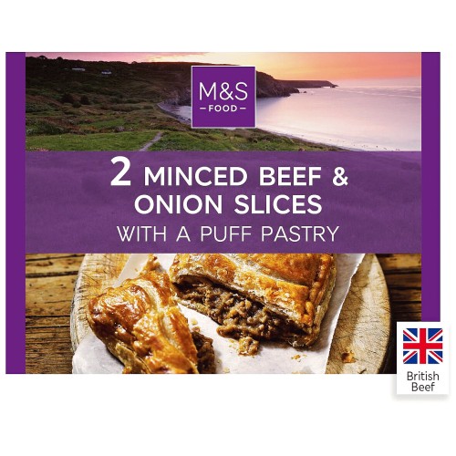 M&S 2 Minced Beef & Onion Puff Pastry Slices (330g)