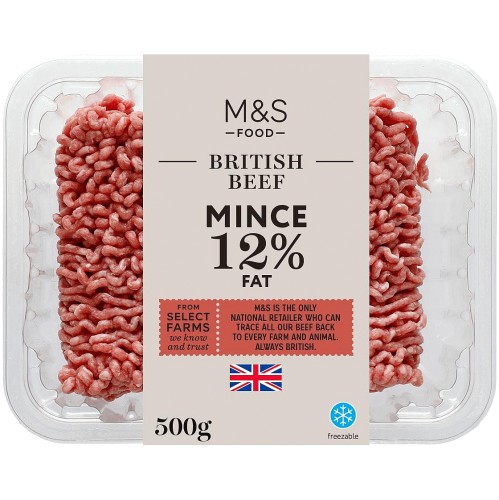 M&S Select Farms British Beef Mince 12% Fat (500g)
