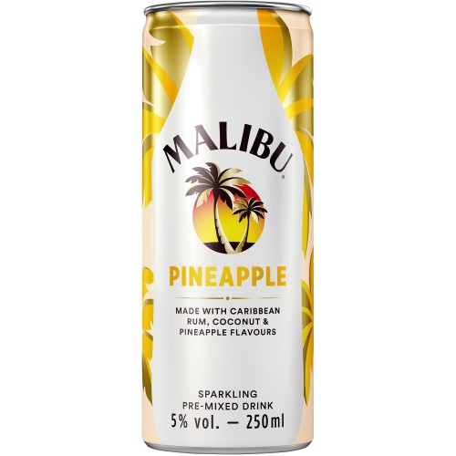 Malibu Coconut Rum & Pineapple Sparkling Pre-Mixed Can (250ml)