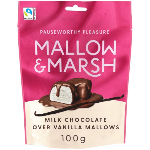 Mallow & Marsh Vanilla Marshmallows Coated in Milk Chocolate (100g)