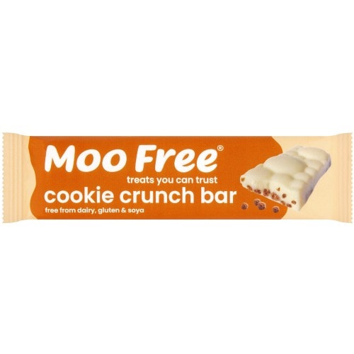 Moo Free Cookie Crunch White Choccy Bar with Crunchy Cocoa Balls (35g)