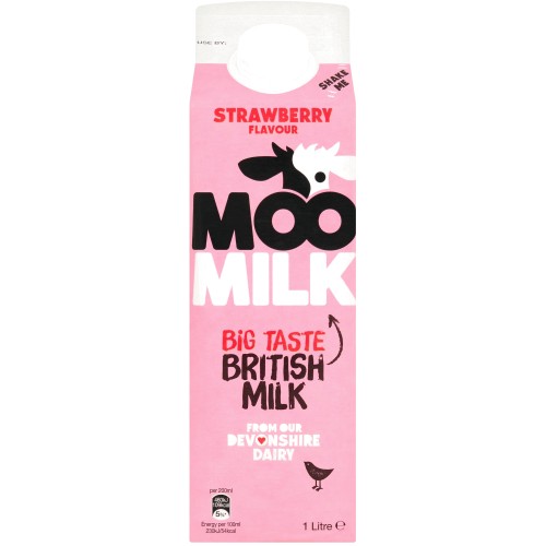 Moo Milk Strawberry Flavour British Milk (1 Litre)