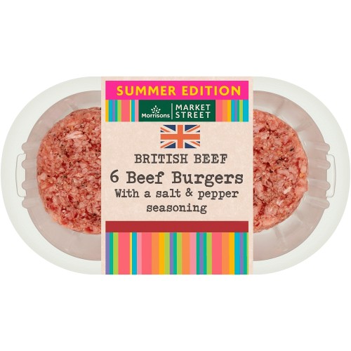 Morrisons 6 British Beef Burgers (730g)